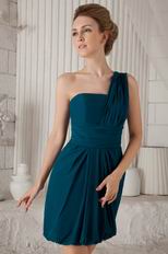 Peacock Green Chiffon One Shoulder Mini Prom Dress