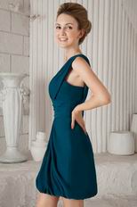 Peacock Green Chiffon One Shoulder Mini Prom Dress