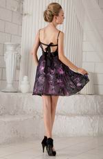 Printed Fabric Designer Short Prom Dress With Spaghetti Straps