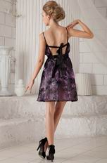 Printed Fabric Designer Short Prom Dress With Spaghetti Straps