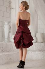 Sweetheart Bubble Knee-length Burgundy Taffeta Prom Type Dress