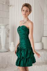 Dark Green Sweetheart Sheath Mini Taffeta Beaded Prom Dress
