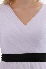 Black Belt Short Sleeves White Dress For Prom Party Under 100