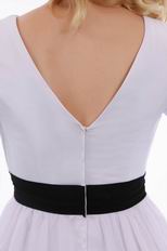 Black Belt Short Sleeves White Dress For Prom Party Under 100