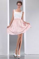 Terse Straps Square White And Pink Short Prom Dress On Sale