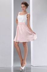 Terse Straps Square White And Pink Short Prom Dress On Sale