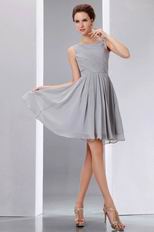Simple Scoop Knee Length Gray Short Prom Dress Under $100