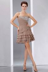 Custom Fit Layers Cascade Mini Skirt Burly Wood Short Prom Dress