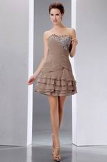 Custom Fit Layers Cascade Mini Skirt Burly Wood Short Prom Dress