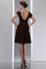 Modest Cap Sleeves Coconut Brown Short Prom Beach Dress