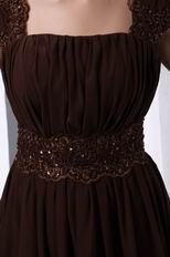 Modest Cap Sleeves Coconut Brown Short Prom Beach Dress