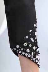 Unique Single Long Sleeve Black Short Prom Dress With Diamonds