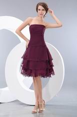 Strapless Ruched Cascade Skirt Purple Short Dress For Prom Wear
