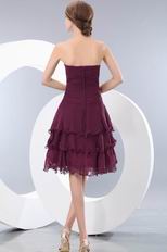 Strapless Ruched Cascade Skirt Purple Short Dress For Prom Wear