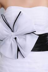 Beautiful Strapless White Short Prom Dress With Black Belt