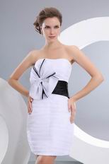 Beautiful Strapless White Short Prom Dress With Black Belt