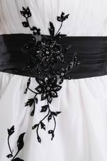 Lovely Strapless Embroidery White Short Prom Dress With Black Details