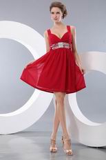 Cute Straps Empire Waist Wine Red Dress Ready To Prom Wear