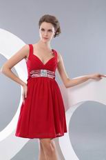 Cute Straps Empire Waist Wine Red Dress Ready To Prom Wear