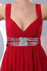 Cute Straps Empire Waist Wine Red Dress Ready To Prom Wear