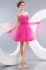 Lovely Sweetheart Neck Corset Fuchsia Short Prom Dress