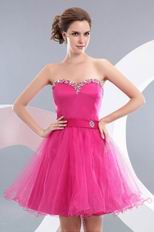 Lovely Sweetheart Neck Corset Fuchsia Short Prom Dress