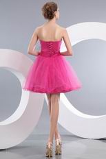 Lovely Sweetheart Neck Corset Fuchsia Short Prom Dress