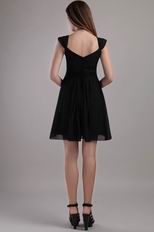 Modest Black Empire V-neck Mini-length Chiffon Short Prom Dress