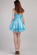 A-line Sweetheart Aqua Blue Sequined Short Prom Dress