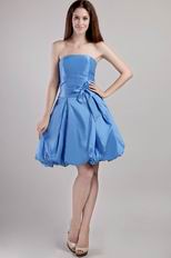 A-line Strapless Mini-length Taffeta Blue Short Prom Dress