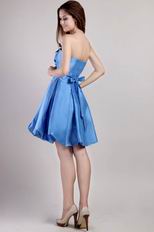 A-line Strapless Mini-length Taffeta Blue Short Prom Dress