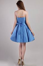 A-line Strapless Mini-length Taffeta Blue Short Prom Dress