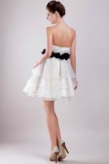 White Sweetheart Layers Short Skirt Prom Dress With Black Belt