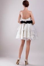 White Sweetheart Layers Short Skirt Prom Dress With Black Belt