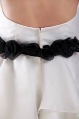 White Sweetheart Layers Short Skirt Prom Dress With Black Belt