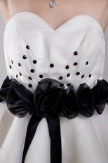 White Sweetheart Layers Short Skirt Prom Dress With Black Belt
