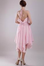 Pink Short Prom Dress With Spaghetti Straps Asymmetrical Skirt