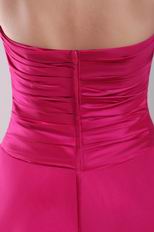 Deep Pink Taffeta Short Prom Dress With Hand Made Flower