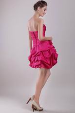 Deep Pink Taffeta Short Prom Dress With Hand Made Flower