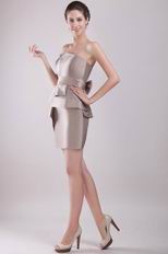 Strapless Grey Mini-length Skirt Short Prom Dress With Bowknot