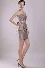 Strapless Grey Mini-length Skirt Short Prom Dress With Bowknot