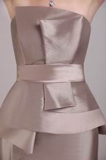 Strapless Grey Mini-length Skirt Short Prom Dress With Bowknot