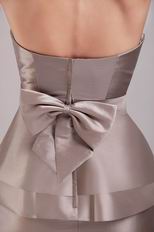 Strapless Grey Mini-length Skirt Short Prom Dress With Bowknot