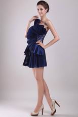 Navy Blue Strapless Mini-length Short Cheap Prom Dress