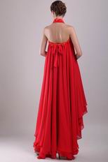 Red Strapless High-low Red Chiffon Embroidery Maternity Prom Dress