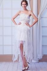 Cheap Strapless Draped Mini Skirt Prom Dress With Beading