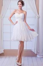 Lovely Ruched Bodice With Beaded Applique White Party Dress