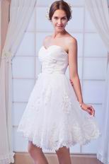 Lovely Ruched Bodice With Beaded Applique White Party Dress