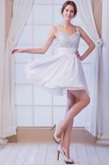 Hot Sell Straps Beaded Bodice Ivory Short Party Dress