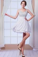 Hot Sell Straps Beaded Bodice Ivory Short Party Dress